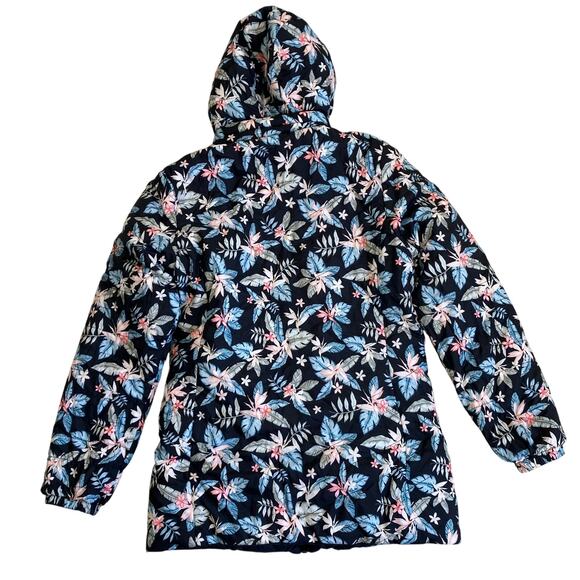 QLZ Girls Sz 12 Reversible Puffer Jacket Quilted Hooded Black / Tropical - Picture 15 of 16